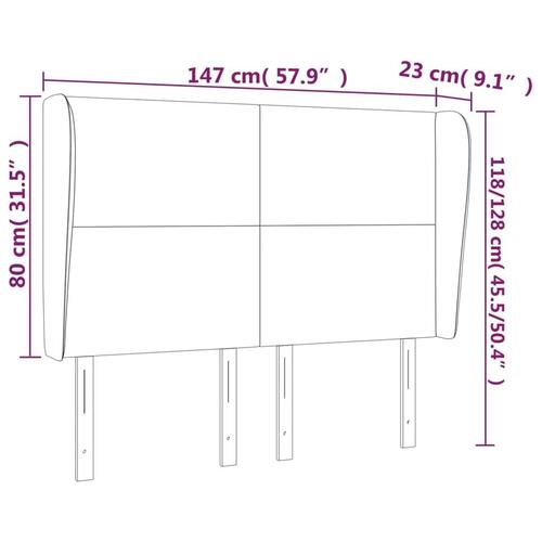 Sengegavl med kanter 147x23x118/128 cm stof sort