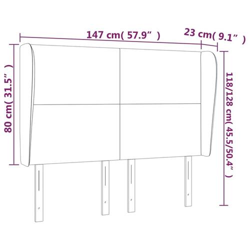 Sengegavl med kanter 147x23x118/128 cm stof gråbrun