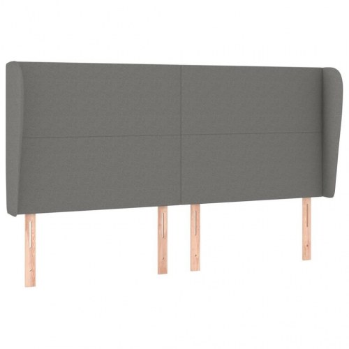 Sengegavl med kanter i stof 163 x 23 x 118/128 cm - mørkegrå