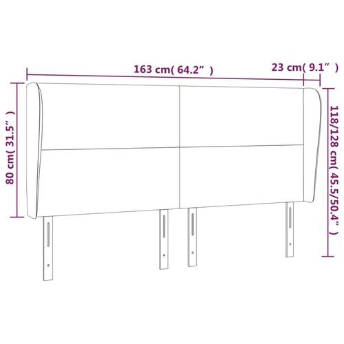 Sengegavl med kanter 163x23x118/128 cm stof sort