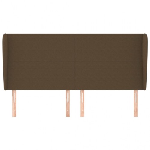 Sengegavl med kanter 163 x 23 x 118/128 cm stof mørkebrun