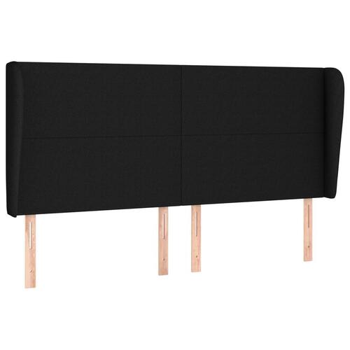 Sengegavl med kanter 183x23x118/128 cm stof sort