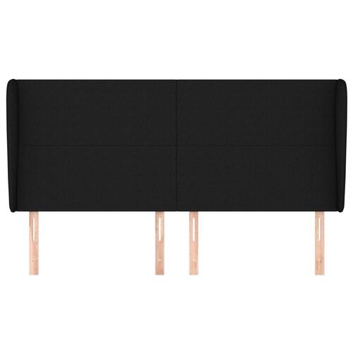 Sengegavl med kanter 183x23x118/128 cm stof sort