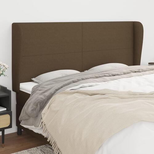 Sengegavl med kanter 183x23x118/128 cm stof mørkebrun