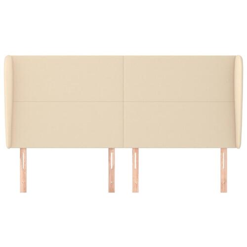 Sengegavl med kanter 183x23x118/128 cm stof cremefarvet
