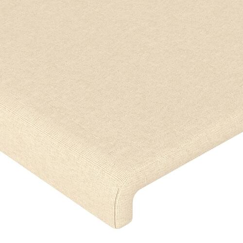 Sengegavl med kanter 183x23x118/128 cm stof cremefarvet