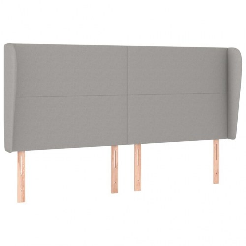 Sengegavl med kanter 203 x 23 x 118/128 cm - lysegrå