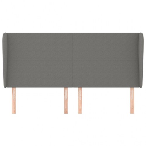 Sengegavl med kanter 203 x 23 x 118/128 cm - mørkegrå
