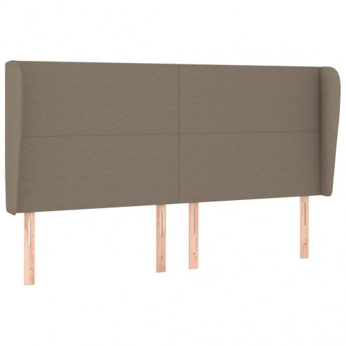 Sengegavl med kanter 203 x 23 x 118/128 cm stof gråbrun
