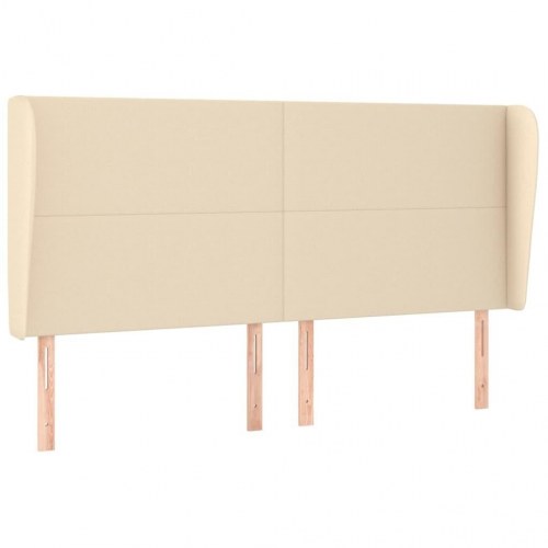Sengegavl med kanter 203 x 23 x 118/128 cm - cremefarvet