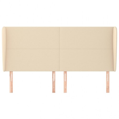 Sengegavl med kanter 203 x 23 x 118/128 cm - cremefarvet