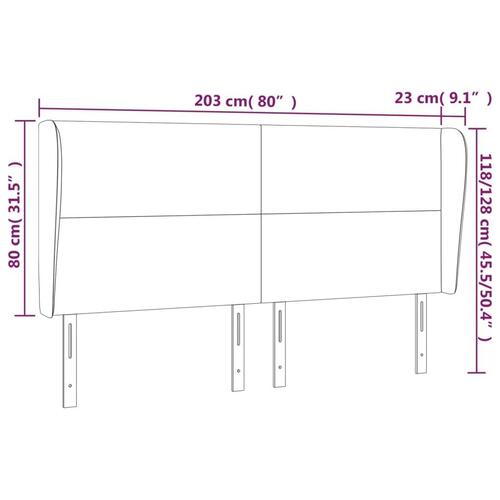 Sengegavl med kanter 203x23x118/128 cm stof blå