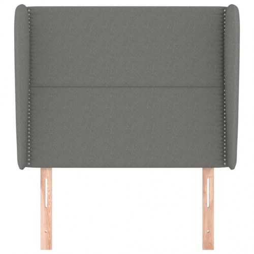 Sengegavl med kanter 83x23x118/128 cm stof mørkegrå