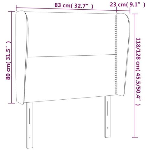 Sengegavl med kanter 83x23x118/128 cm stof mørkebrun