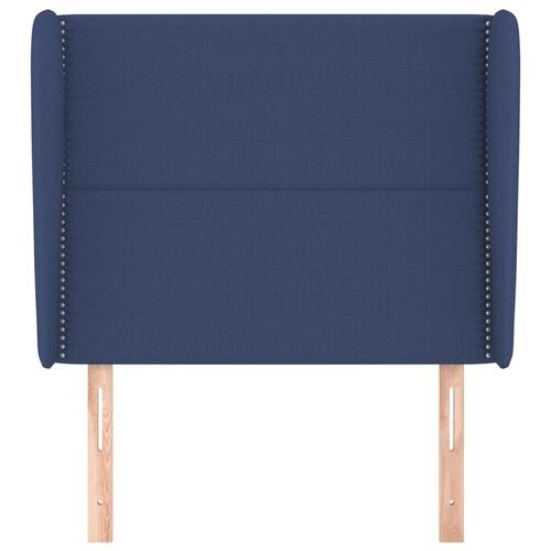 Sengegavl med kanter 83x23x118/128 cm stof blå