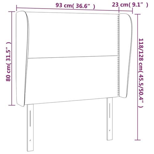 Sengegavl med kanter 93x23x118/128 cm stof mørkegrå