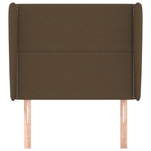 Sengegavl med kanter 93x23x118/128 cm stof mørkebrun