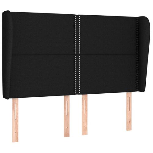 Sengegavl med kanter 147x23x118/128 cm stof sort