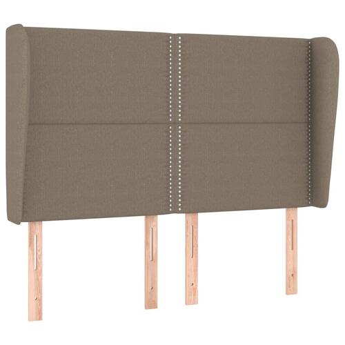 Sengegavl med kanter 147x23x118/128 cm stof gråbrun