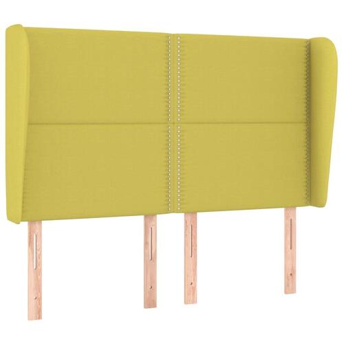 Sengegavl med kanter 147x23x118/128 cm stof grøn