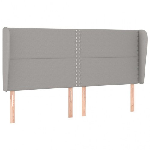 Sengegavl med kanter 163x23x118/128 cm stof lysegrå