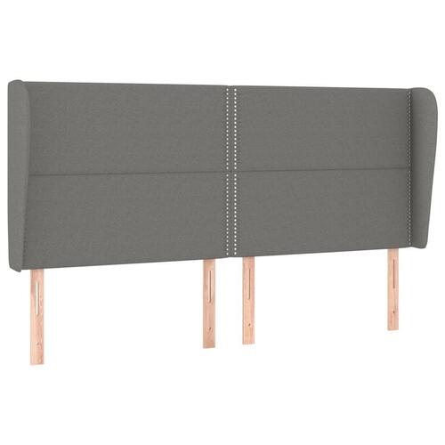 Sengegavl med kanter 183x23x118/128 cm stof mørkegrå