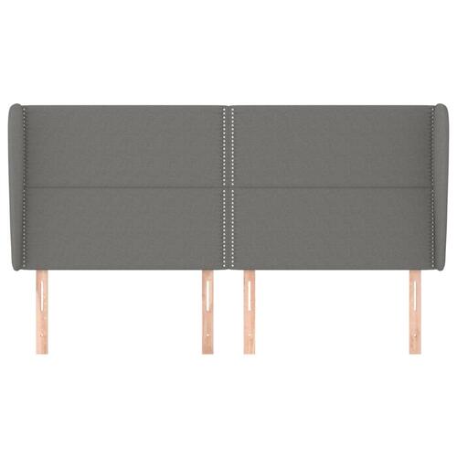Sengegavl med kanter 183x23x118/128 cm stof mørkegrå