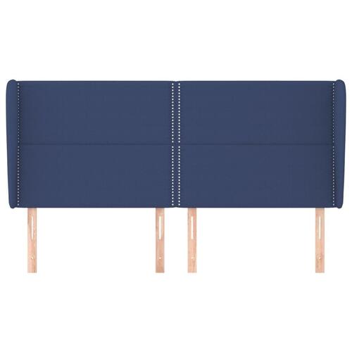 Sengegavl med kanter 183x23x118/128 cm stof blå