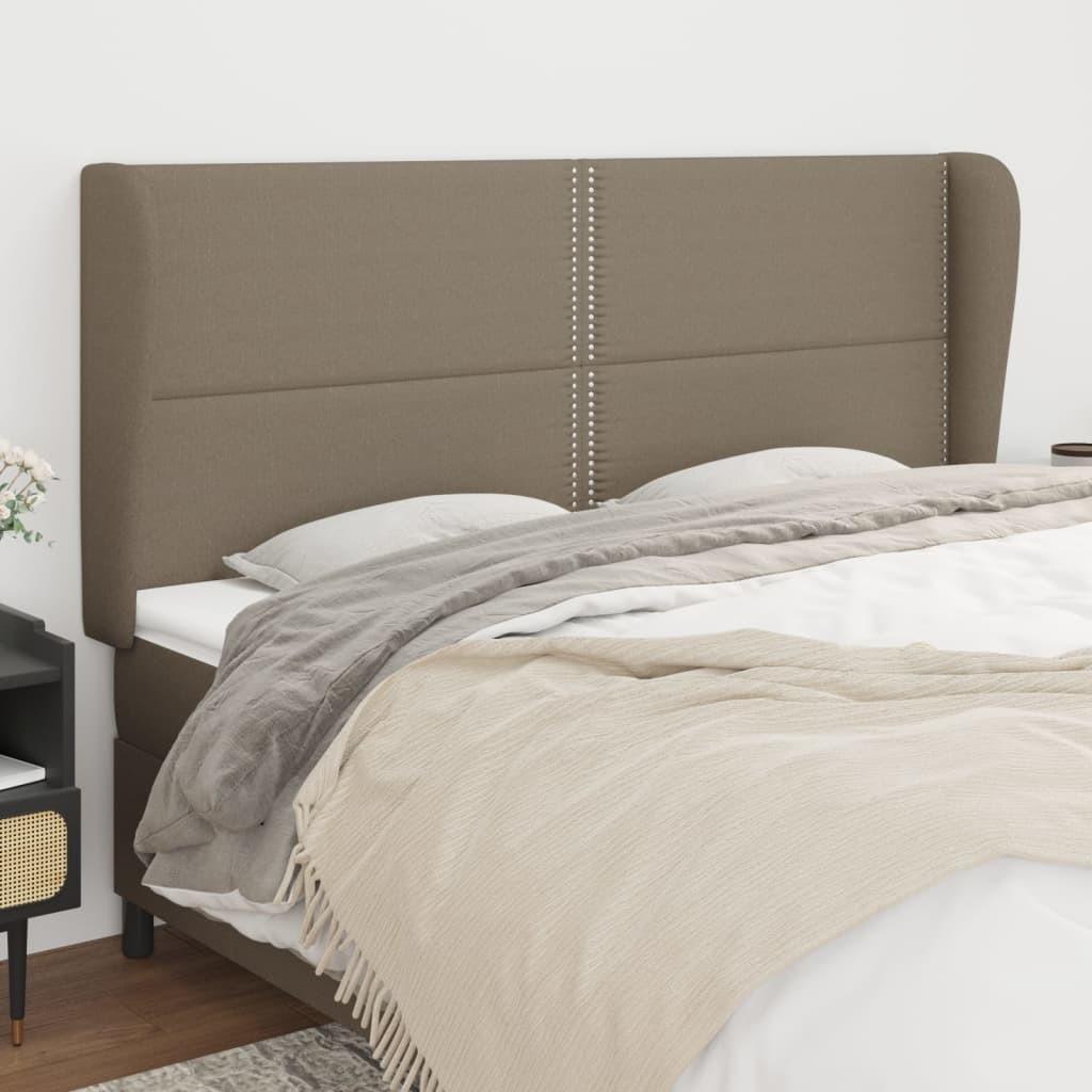 Sengegavl med kanter 203x23x118/128 cm stof gråbrun