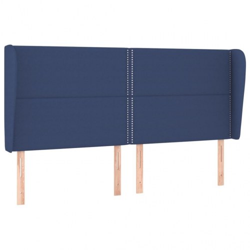 Sengegavl med kanter 203 x 23 x 118/128 cm - blå