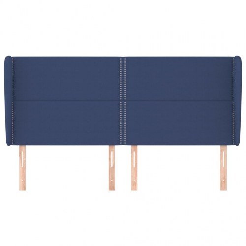 Sengegavl med kanter 203 x 23 x 118/128 cm - blå