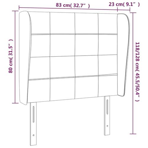 Sengegavl med kanter 83x23x118/128 cm stof lysegrå