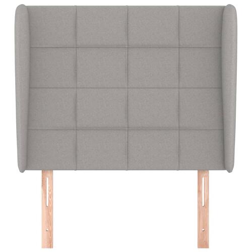 Sengegavl med kanter 93x23x118/128 cm stof lysegrå