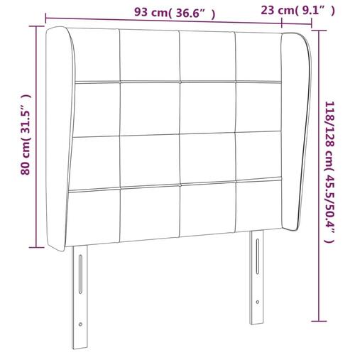 Sengegavl med kanter 93x23x118/128 cm stof lysegrå