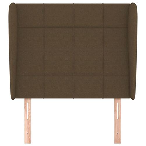 Sengegavl med kanter 93x23x118/128 cm stof mørkebrun