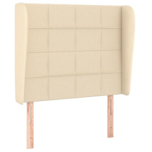 Sengegavl med kanter 93x23x118/128 cm stof cremefarvet