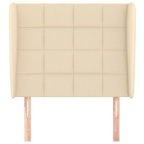 Sengegavl med kanter 93x23x118/128 cm stof cremefarvet