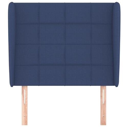 Sengegavl med kanter 93x23x118/128 cm stof blå