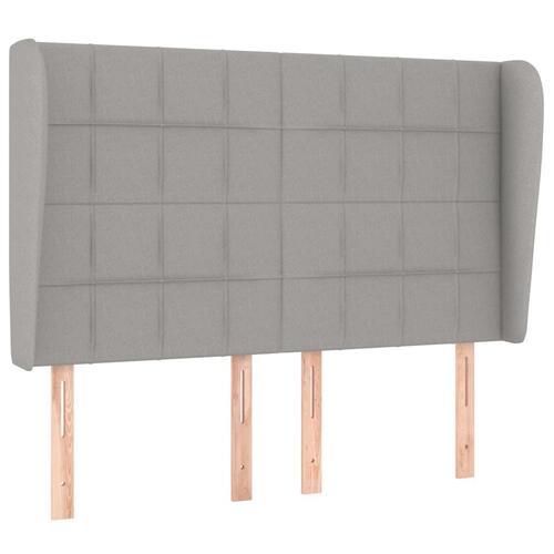 Sengegavl med kanter 147x23x118/128 cm stof lysegrå