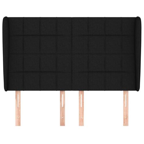 Sengegavl med kanter 147x23x118/128 cm stof sort