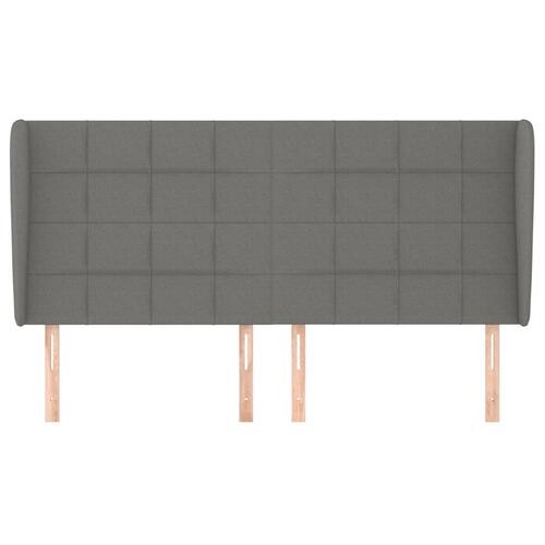 Sengegavl med kanter 163x23x118/128 cm stof mørkegrå