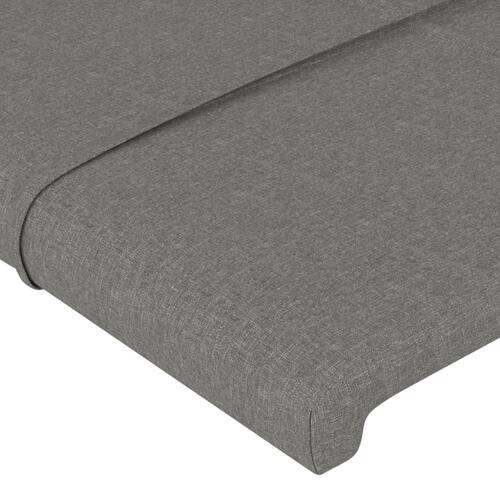 Sengegavl med kanter 163x23x118/128 cm stof mørkegrå