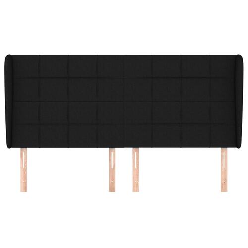 Sengegavl med kanter 163x23x118/128 cm stof sort