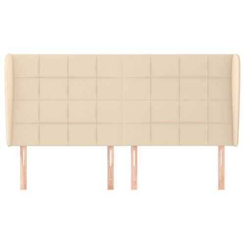 Sengegavl med kanter 163x23x118/128 cm stof cremefarvet