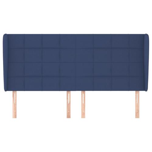 Sengegavl med kanter 163x23x118/128 cm stof blå