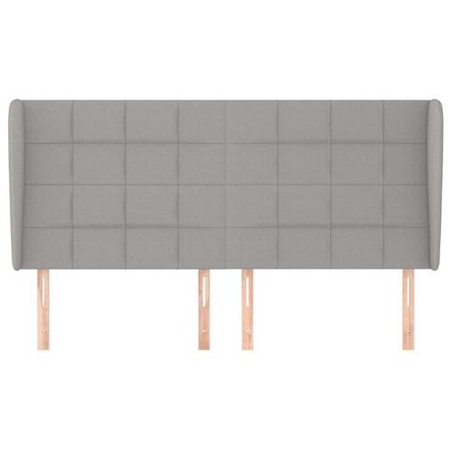 Sengegavl med kanter 183x23x118/128 cm stof lysegrå