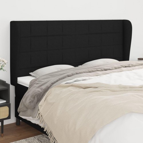 Sengegavl med kanter 183 x 23 x 118/128 cm - sort