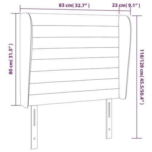 Sengegavl med kanter 83x23x118/128 cm stof gråbrun