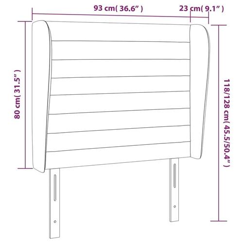 Sengegavl med kanter 93x23x118/128 cm stof lysegrå