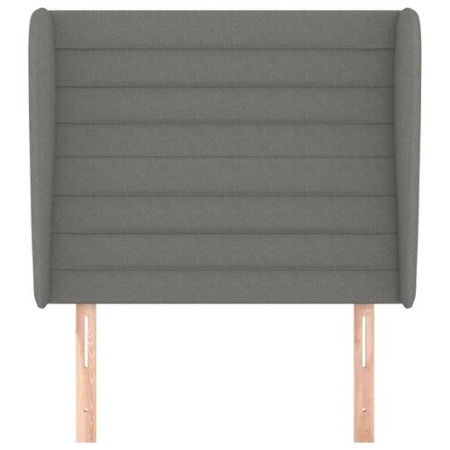 Sengegavl med kanter 93x23x118/128 cm stof mørkegrå